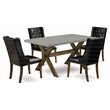 East West Furniture X-Style 5-piece Wood Kitchen Table Set in Jacobean Brown
