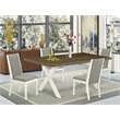 East West Furniture X-Style 5-piece Wood Dining Set in Linen White/Shitake