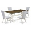 East West Furniture X-Style 5-piece Wood Dining Table Set in Linen White/Gray