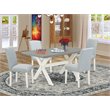 East West Furniture X-Style 5-piece Wood Dining Table Set in Linen White/Cement