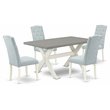 East West Furniture X-Style 5-piece Wood Dining Table Set in Linen White