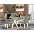 East West Furniture X-Style 5-piece Wood Dining Room Table Set in Linen White