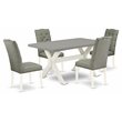 East West Furniture X-Style 5-piece Wood Dining Room Table Set in Linen White