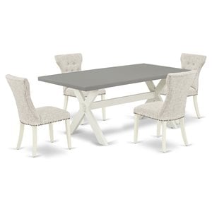 East West Furniture X-Style 5-piece Wood Dinette Table and Chair Set in White