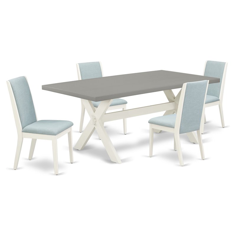 East West Furniture X-Style 5-piece Wood Kitchen Table and Chair Set in White