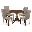 East West Furniture Hartland 5-piece Wood Dining Set in Mahogany/Dark Khaki