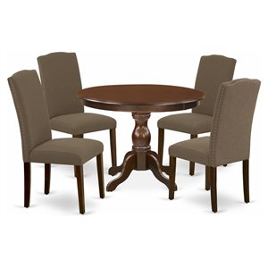East West Furniture Hartland 5-piece Wood Dining Set in Mahogany/Dark Coffee