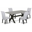 East West Furniture X-Style 5-piece Wood Dining Table Set in Black/Gray