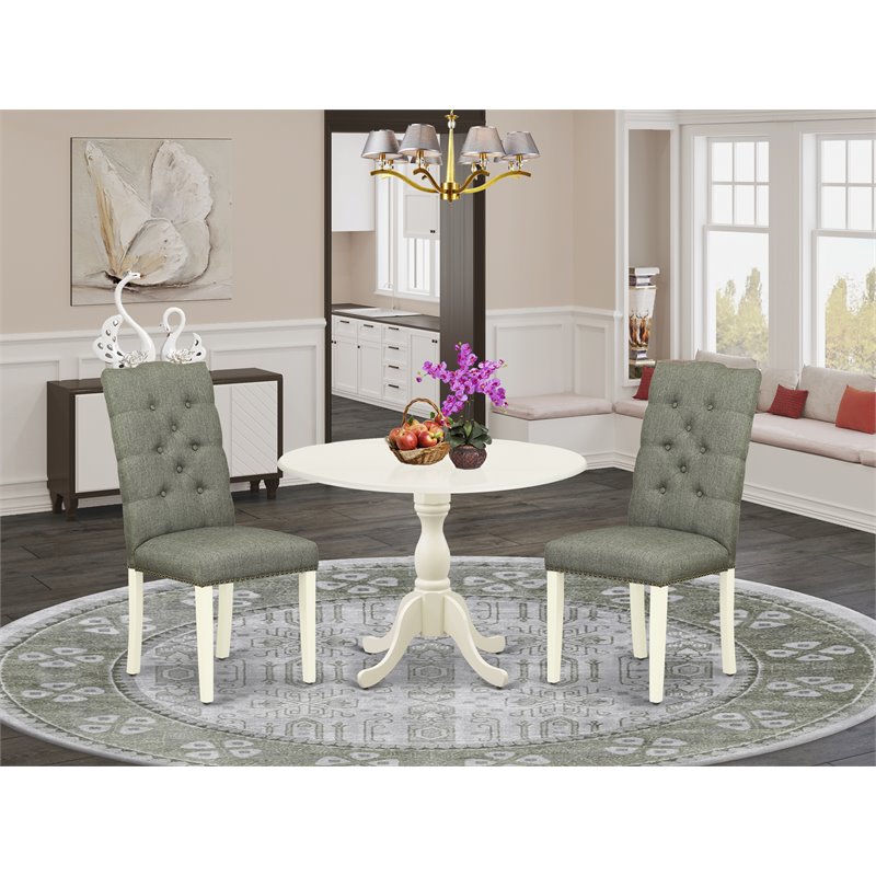 East West Furniture Dublin 5-piece Wood Dining Set in Linen White/Smoke