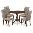 East West Furniture Dublin 5-piece Wood Dining Set in Mahogany/Dark Khaki