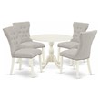 East West Furniture Dublin 5-piece Wood Dining Set in Linen White/Doeskin
