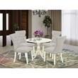 East West Furniture Dublin 5-piece Wood Dining Set in Linen White/Doeskin