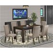 East West Furniture Celina 7-piece Wood Dining Set in Jacobean Brown/Dark Khaki