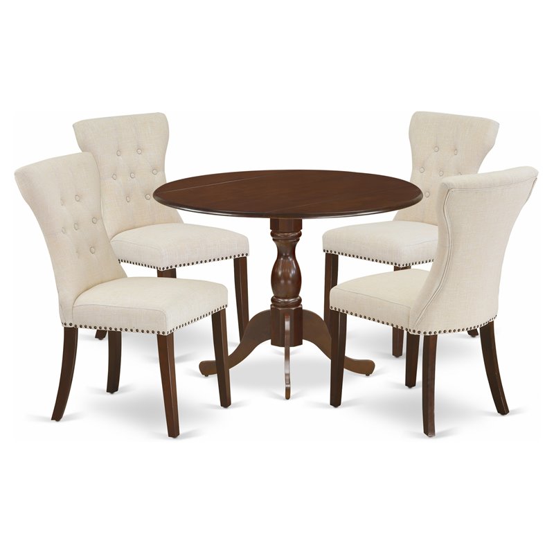 East West Furniture Dublin 5-piece Wood Kitchen Set in Mahogany/Light Tan