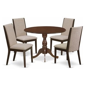 East West Furniture Dublin 5-piece Wood Dining Set in Mahogany/Light Tan