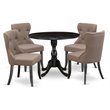 East West Furniture Dublin 5-piece Wood Dining Set in Wire Brush Black/Coffee