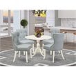 East West Furniture Dublin 5-piece Wood Dining Set in Linen White/Baby Blue