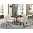 East West Furniture Dublin 5-piece Wood Dining Set in Mahogany/Doeskin
