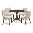 East West Furniture Dublin 5-piece Wood Dining Set in Mahogany/Doeskin