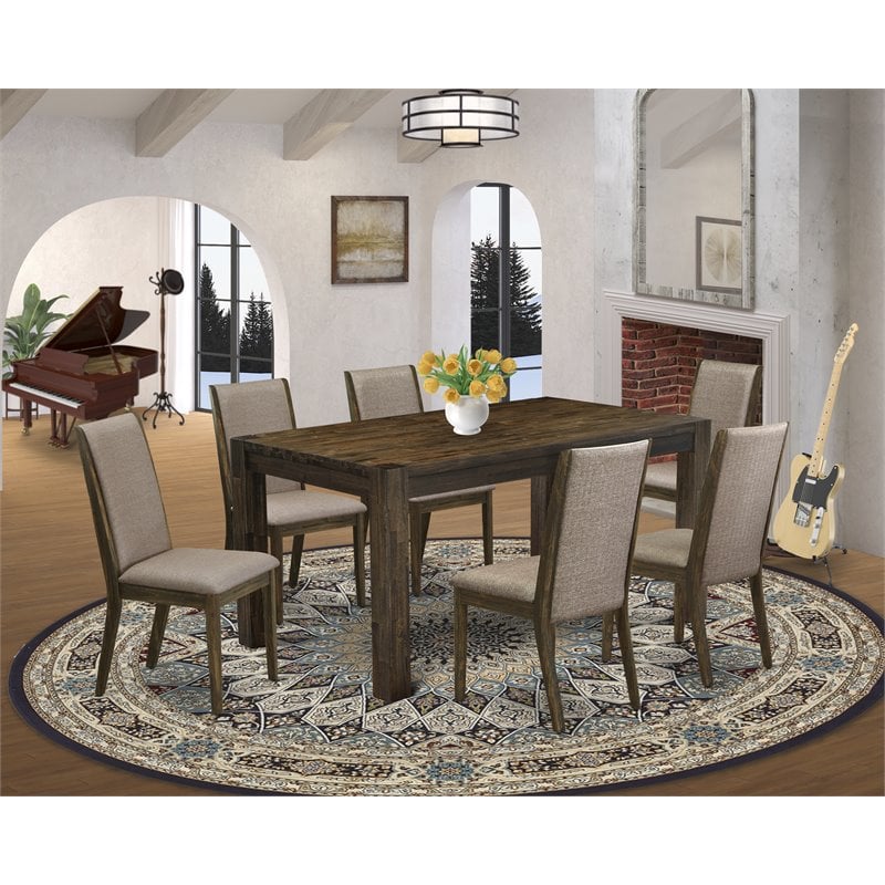 East West Furniture Celina Rectangular Wood Dining Table in Jacobean Brown