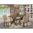 East West Furniture X-Style 5-piece Dining Room Set in Brown/Light Sable