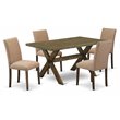 East West Furniture X-Style 5-piece Dining Room Set in Brown/Light Sable
