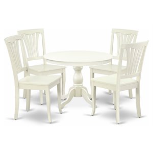 East West Furniture Hartland 5-piece Wood Dining Set with Slatted Back in White