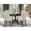 East West Furniture Hartland 5-piece Wood Dining Set in Wire Brush Black/Doeskin