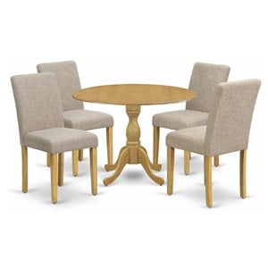 East West Furniture Dublin 5-piece Wood Dining Set in Oak/Light Tan