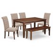 East West Furniture Dudley 6-piece Wood Dining Set in Mahogany/Light Fawn