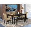 East West Furniture Lynfield 6-piece Wood Dining Set with Bench in Cappuccino