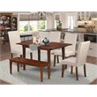 East West Furniture Picasso 6-piece Wood Dining Set with Bench in Mahogany/Cream