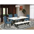 East West Furniture X-Style 6-piece Wood Kitchen Table and Chair Set in Black
