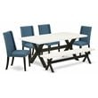 East West Furniture X-Style 6-piece Wood Kitchen Table and Chair Set in Black