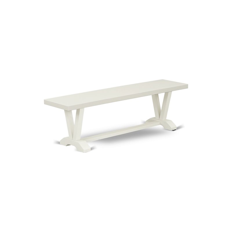 East West Furniture V-Style 6-piece Wood Dining Set w/ Full Back Chairs in White