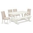 East West Furniture V-Style 6-piece Wood Dining Set with Bench in Linen White