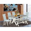 East West Furniture X-Style 6-piece Wood Kitchen Table Set in Linen White