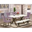 East West Furniture X-Style 6-piece Wood Kitchen Set in Jacobean Brown