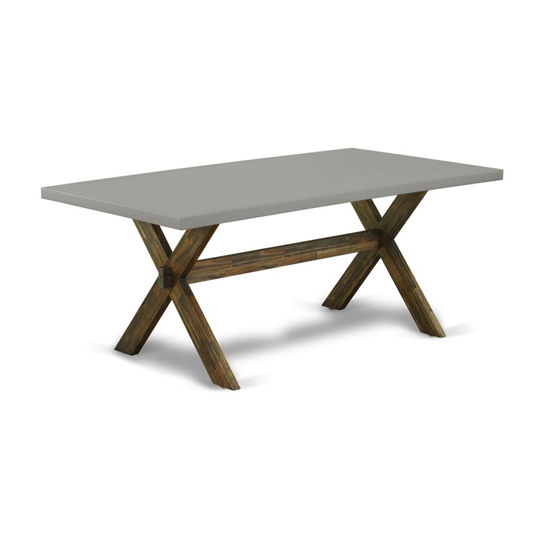 East West Furniture X-Style 6-piece Wood Dining Set in Dark Khaki Brown