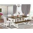 East West Furniture V-Style 6-piece Wood Dining Table Set with Bench in White
