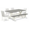 East West Furniture X-Style 6-piece Wood Dining Table Set in Linen White