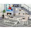 East West Furniture X-Style 6-piece Wood Dining Room Table Set in White/Cream