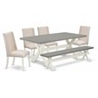 East West Furniture X-Style 6-piece Wood Dining Room Table Set in White/Cream