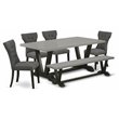 East West Furniture V-Style 6-piece Dining Table Set in Dark Gotham Gray