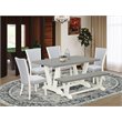 East West Furniture V-Style 6-piece Wood Dinette Table Set in Linen White