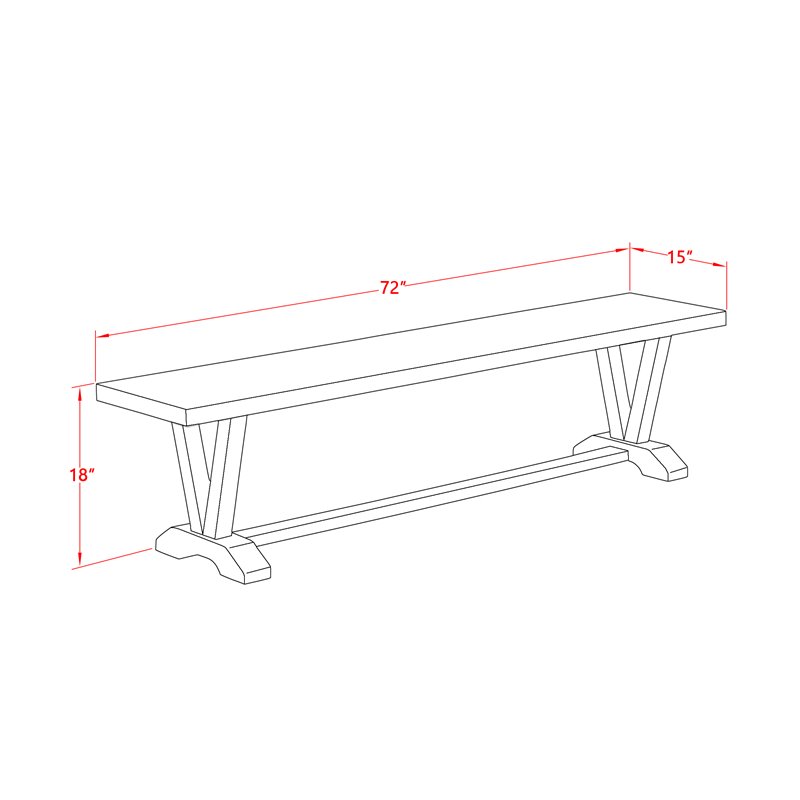 East West Furniture V-Style 6-piece Wood Dinette Table Set in Jacobean Brown