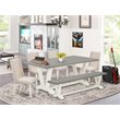 East West Furniture V-Style 6-piece Wood Dining Set with Bench in White/Cream