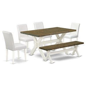 East West Furniture X-Style 6-piece Wood Dining Set in Black/Jacobean