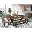 East West Furniture X-Style 6-piece Wood Dining Set in Black/Coffee/Jacobean