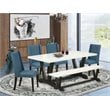 East West Furniture V-Style 6-piece Wood Dining Table Set in Black